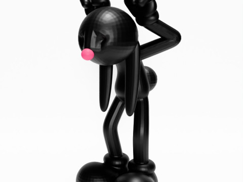 3D Printing Black Rabbit toy Model 3D