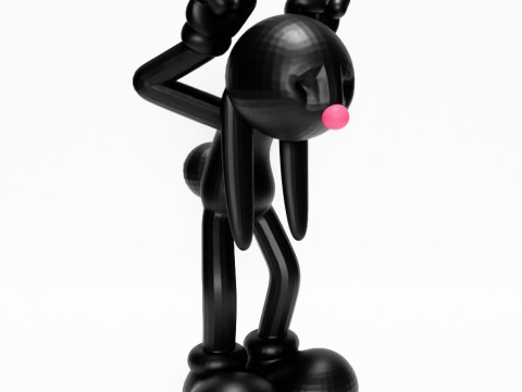 3D Printing Black Rabbit toy Model 3D