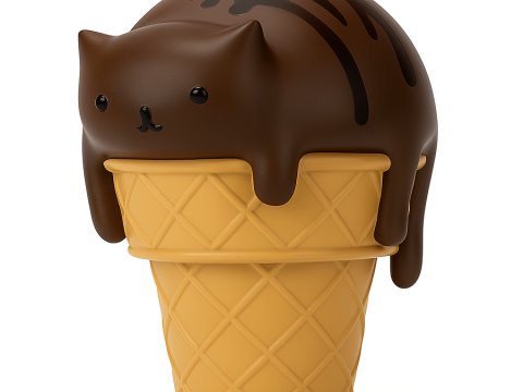 3D Printing Cat Ice Cream toy Modello 3D