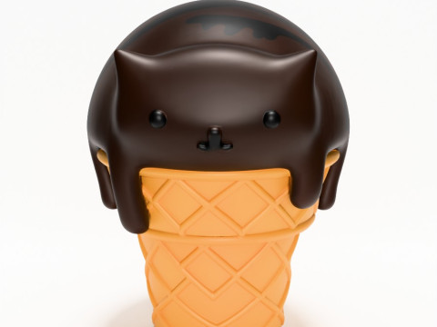 3D Printing Cat Ice Cream toy Modello 3D