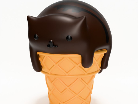 3D Printing Cat Ice Cream toy Modello 3D