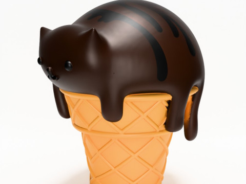 3D Printing Cat Ice Cream toy Modello 3D