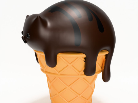 3D Printing Cat Ice Cream toy Modello 3D