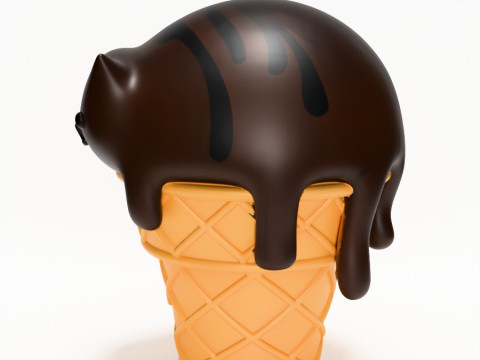 3D Printing Cat Ice Cream toy Modello 3D