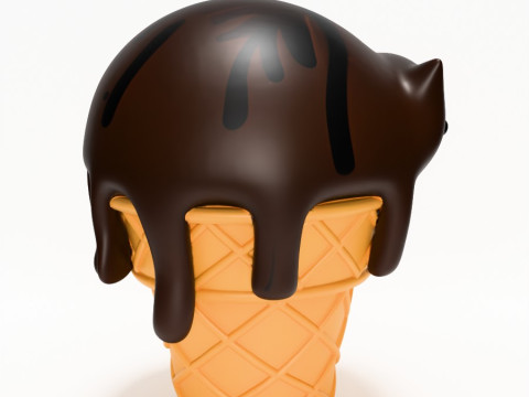 3D Printing Cat Ice Cream toy Modello 3D