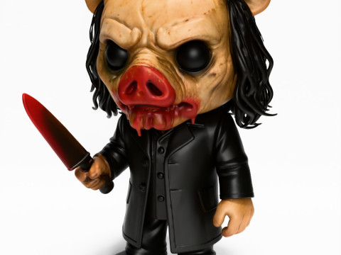 3D Printing Pig Mask from Saw Funko Pop Style toy 3D Modell