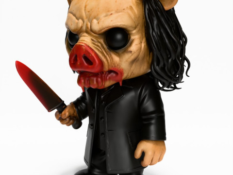 3D Printing Pig Mask from Saw Funko Pop Style toy 3D Modell