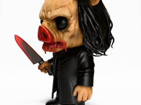 3D Printing Pig Mask from Saw Funko Pop Style toy 3D Modell