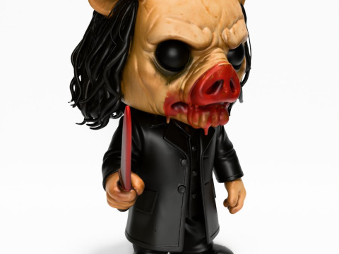 3D Printing Pig Mask from Saw Funko Pop Style toy 3D Modell