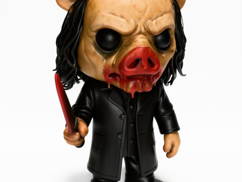 3D Printing Pig Mask from Saw Funko Pop Style toy 3D Modell
