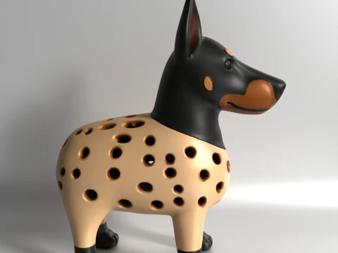 Druk 3D Doberman pies kiełkujący nasiona chia rzodkiewka mikrogreeny kiełki soczewicy kiełkownik Model 3D