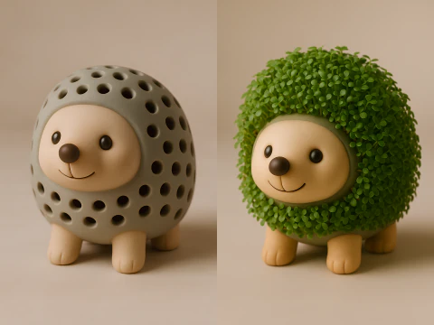 3D 프린팅 고슴도치 새싹 씨앗 치아 무 마이크로그린 렌즈콩 새싹 발아기 3D 모델