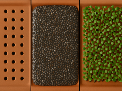 Pencetakan 3D Benih Sprouter Panda Chia Lobak microgreens Germinator kecambah Lentil Model 3D