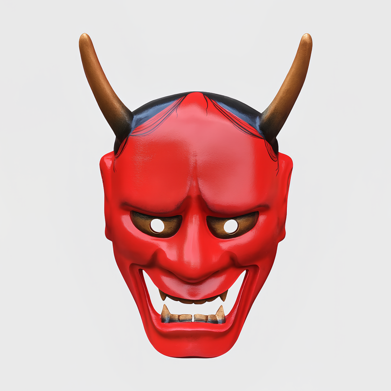3D Printing Japanese Red Oni Mocking Face Nipponese toy Model 3D .c4d .max .obj .3ds .fbx .stl .blend 