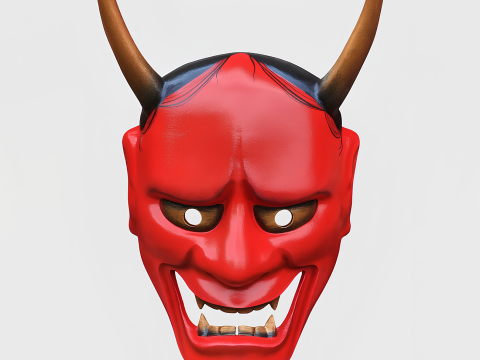 3D Printing Japanese Red Oni Mocking Face Nipponese toy Model 3D