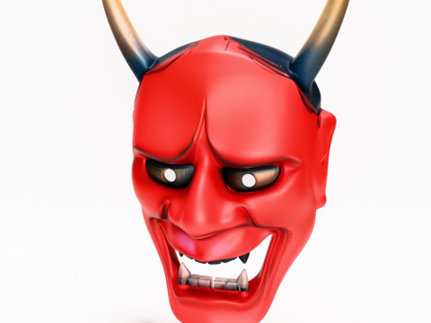 3D Printing Japanese Red Oni Mocking Face Nipponese toy Model 3D