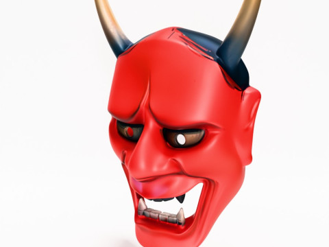 3D Printing Japanese Red Oni Mocking Face Nipponese toy Model 3D