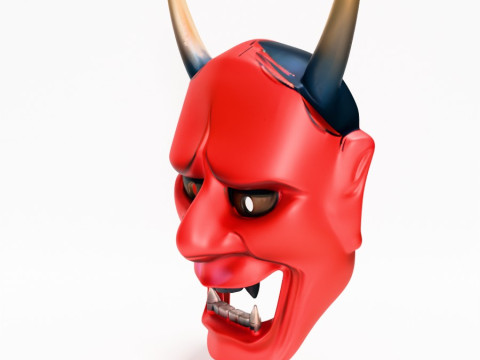 3D Printing Japanese Red Oni Mocking Face Nipponese toy Model 3D