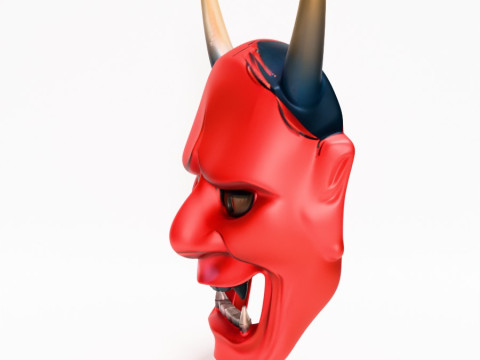 3D Printing Japanese Red Oni Mocking Face Nipponese toy Model 3D