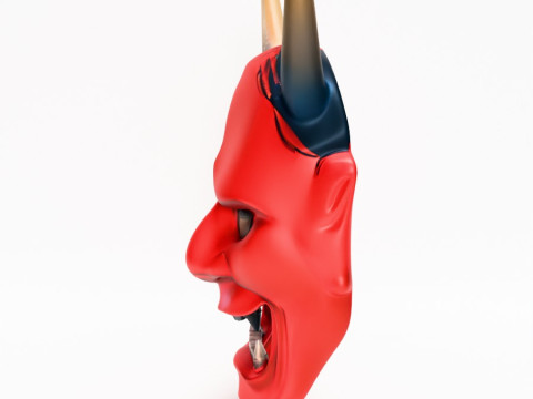 3D Printing Japanese Red Oni Mocking Face Nipponese toy Model 3D