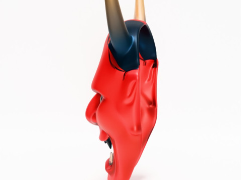3D Printing Japanese Red Oni Mocking Face Nipponese toy Model 3D