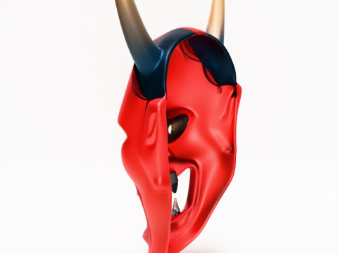 3D Printing Japanese Red Oni Mocking Face Nipponese toy Model 3D