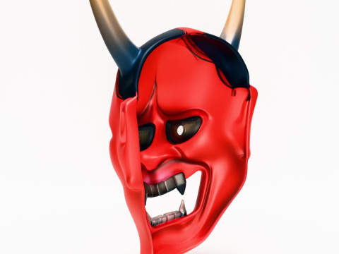 3D Printing Japanese Red Oni Mocking Face Nipponese toy Model 3D
