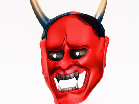 3D Printing Japanese Red Oni Mocking Face Nipponese toy Model 3D