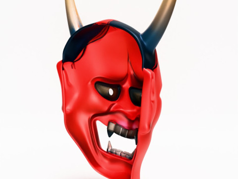 3D Printing Japanese Red Oni Mocking Face Nipponese toy Model 3D