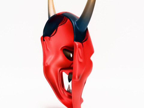 3D Printing Japanese Red Oni Mocking Face Nipponese toy Model 3D