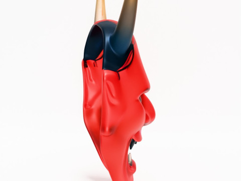 3D Printing Japanese Red Oni Mocking Face Nipponese toy Model 3D