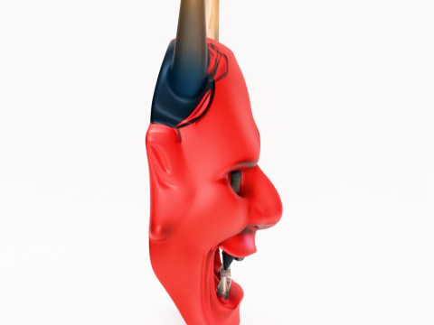 3D Printing Japanese Red Oni Mocking Face Nipponese toy Model 3D