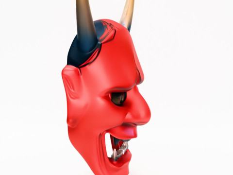 3D Printing Japanese Red Oni Mocking Face Nipponese toy Model 3D