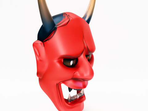 3D Printing Japanese Red Oni Mocking Face Nipponese toy Model 3D