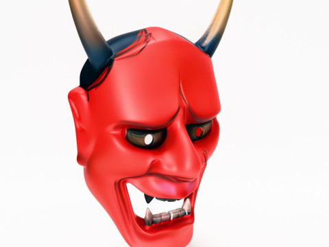 3D Printing Japanese Red Oni Mocking Face Nipponese toy Model 3D