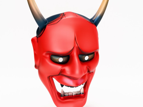 3D Printing Japanese Red Oni Mocking Face Nipponese toy Model 3D