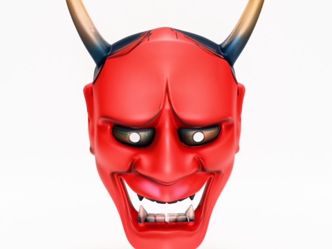 3D Printing Japanese Red Oni Mocking Face Nipponese toy Model 3D