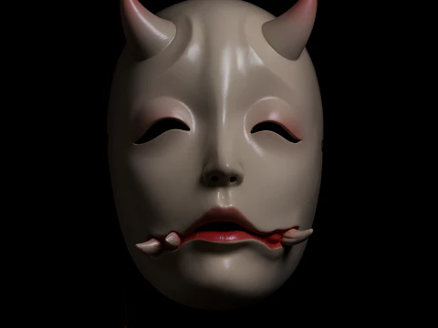 3D Baskı Japon Oni Lanetli G&uuml;zellik Hannya Yokai Nipponese oyuncağı 3D Model