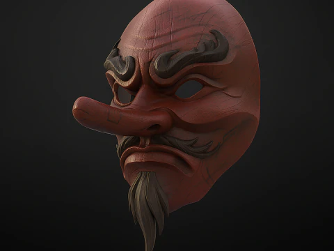 Druk 3D Japońska zabawka Karasu Tengu Daitengu czerwona szałwia Model 3D