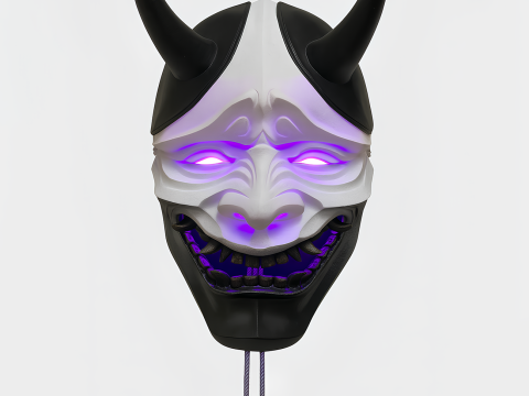 3D Printing Japanese neon Cyberpunk Yokai Purple Nipponese toy Model 3D