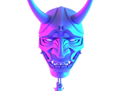 3D プリント日本のネオンサイバーパンク妖怪パープル日本のおもちゃ 3Dモデル