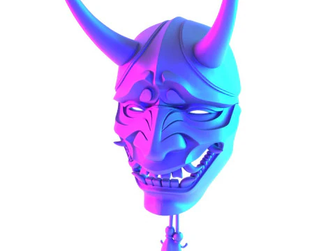 3D プリント日本のネオンサイバーパンク妖怪パープル日本のおもちゃ 3Dモデル