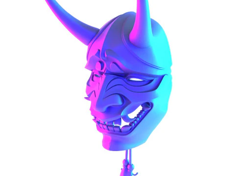 3D プリント日本のネオンサイバーパンク妖怪パープル日本のおもちゃ 3Dモデル