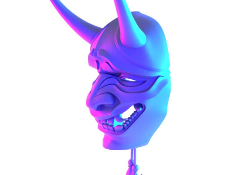 3D プリント日本のネオンサイバーパンク妖怪パープル日本のおもちゃ 3Dモデル