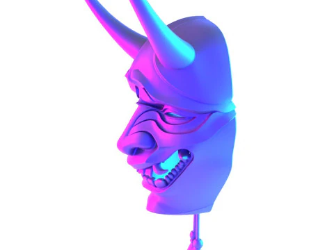 3D プリント日本のネオンサイバーパンク妖怪パープル日本のおもちゃ 3Dモデル