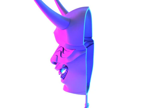 3D プリント日本のネオンサイバーパンク妖怪パープル日本のおもちゃ 3Dモデル
