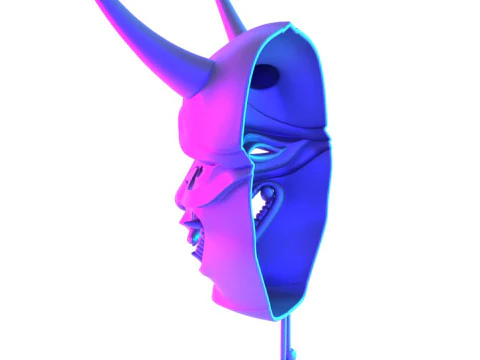 3D プリント日本のネオンサイバーパンク妖怪パープル日本のおもちゃ 3Dモデル