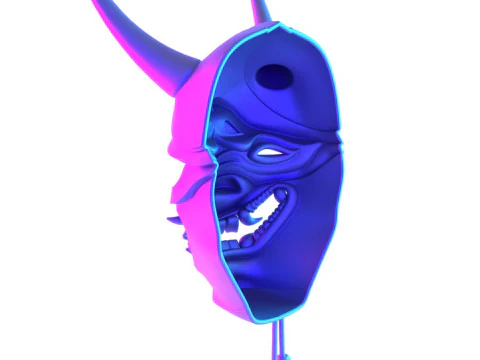 3D プリント日本のネオンサイバーパンク妖怪パープル日本のおもちゃ 3Dモデル