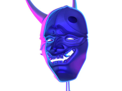 3D プリント日本のネオンサイバーパンク妖怪パープル日本のおもちゃ 3Dモデル
