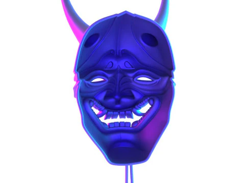 3D プリント日本のネオンサイバーパンク妖怪パープル日本のおもちゃ 3Dモデル